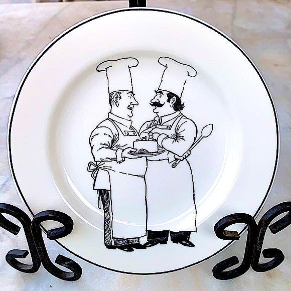 EPOCH LE RESTAURANT SALAD PLATE ROUND 8 1/2 INCH Y2K WHITE BLACK - Picture 2 of 6